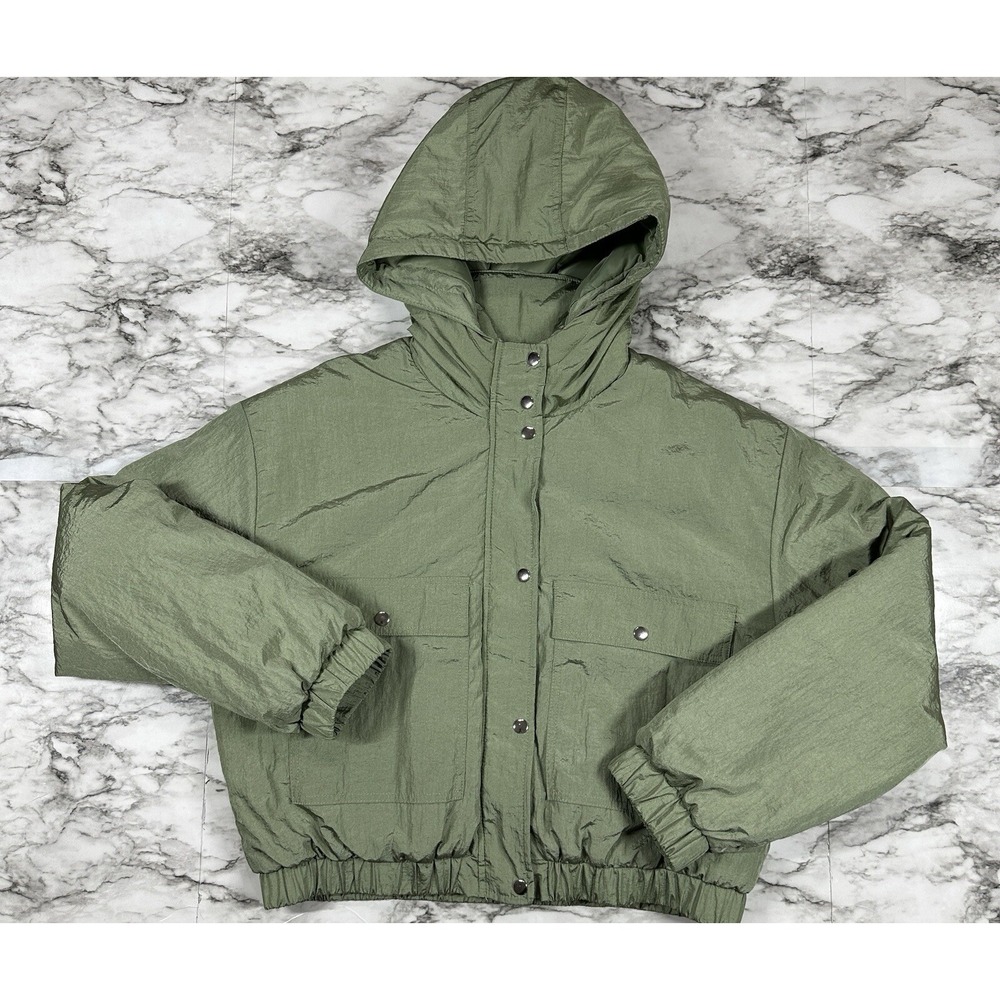 VIGOSS Puffer Jacket Coat Womens Size XL Green Hooded Full Zip Long Sleeve NEW
